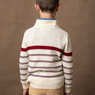 Boys Organic Long Sleeve Striped Shawl Collar Sweater