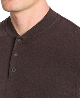 Men's Textured-Knit Bomber-Collar Performance Henley