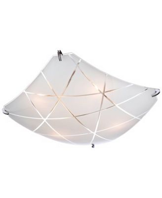 Lattice Modern Close To Ceiling Light Flush Mount Fixture 16.50" Wide Chrome Etched Lattice Square Frosted Glass Bowl Shade for Bedroom Hallway Living Room Dining Room Bathroom - Possini Euro Design