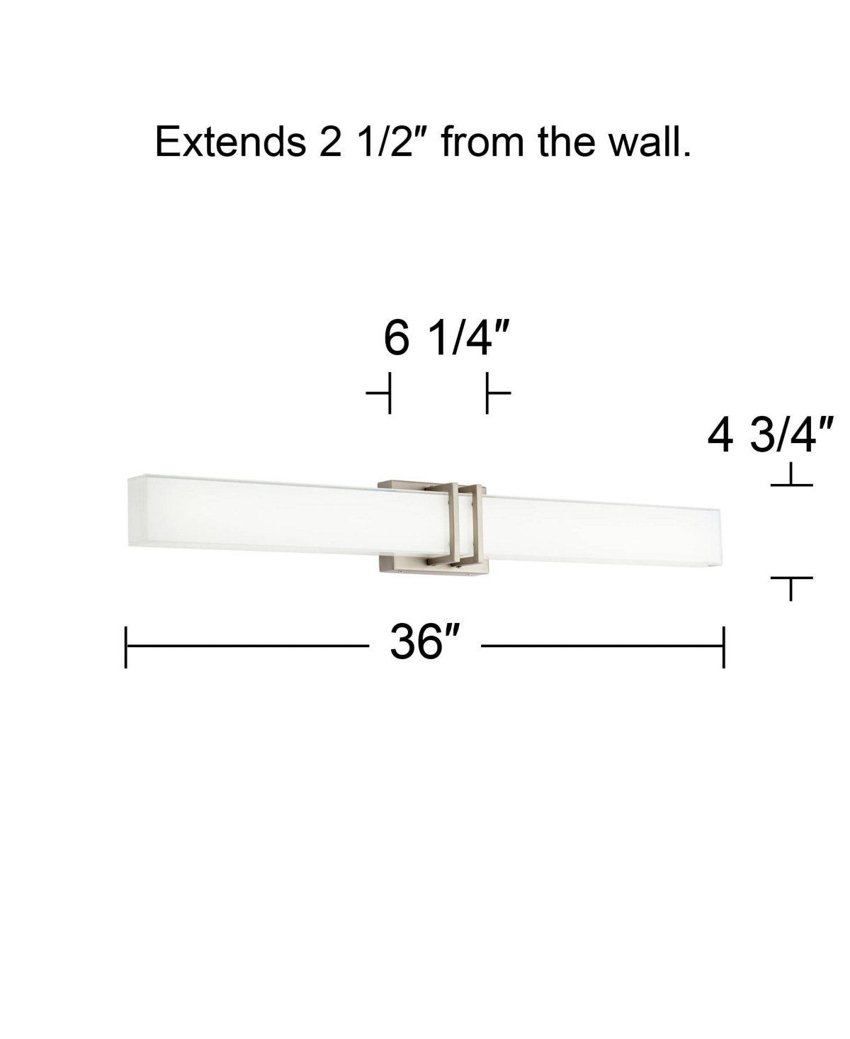 Possini Euro Design Exeter Modern Wall Mount Light Led Brushed NickelMetal Wide Vanity Bar Fixture Rectangular Silk Screened Glass Shade D
