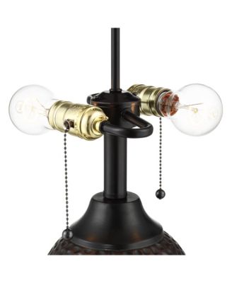 Cody Rustic Farmhouse Table Lamps 26" High Set of 2 Hammered Oiled Bronze Oatmeal Linen Drum Shade for Bedroom Living Room Bedside House