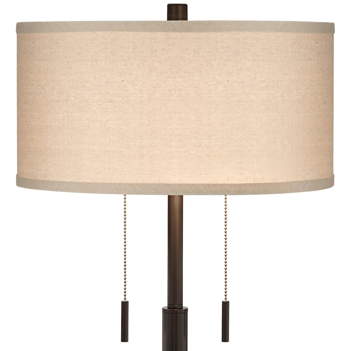Franklin Iron Works Bernie Industrial Nightstand Table Lamp High Set of 2 with Hotel Style Usb Charging Port Rich Bronze Metal Fabric Drum Shade f