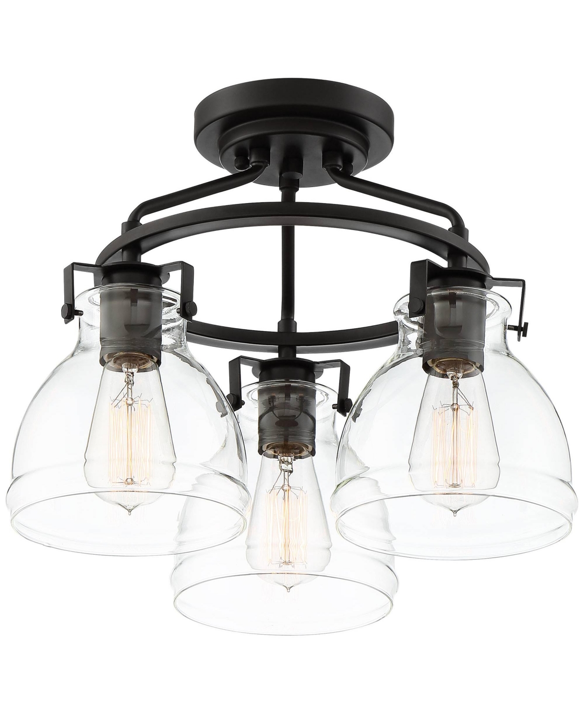 Possini Euro Design Bellis Industrial Rustic Farmhouse Ceiling Light Semi Flush-Mount Fixture 14 1/2