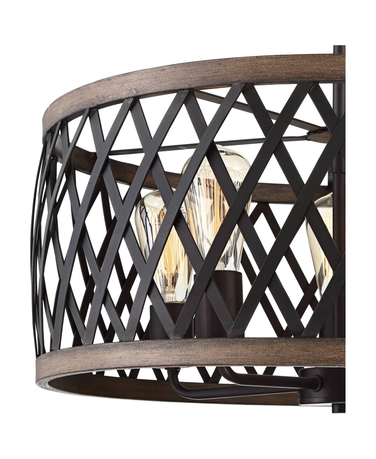 Franklin Iron Works Aruba Woodgrain Bronze Pendant Chandelier Lighting Wide Modern Industrial Drum 5-Light Fixture for Dining Room Living House Ho