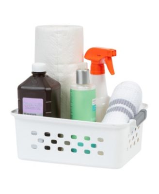 USA Small Plastic Storage Basket, 12-Pack, Shelf Basket Organizer for Pantries Kitchens Cabinets Bedrooms, White