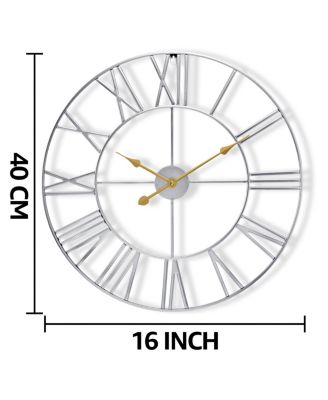 Large Wall Clock for Living Room Decor - Roman Numeral Wall Clock for Kitchen - 16 inch Wall Clock Decorative (Gold)