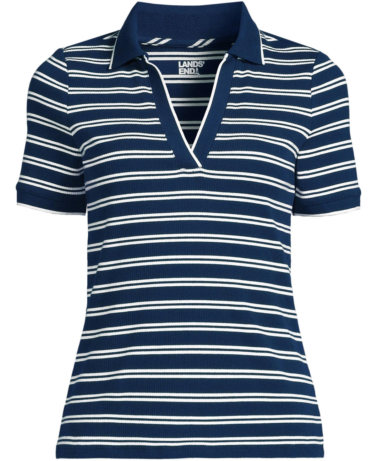 Lands' End Plus Size Wide Rib Polo Shirt