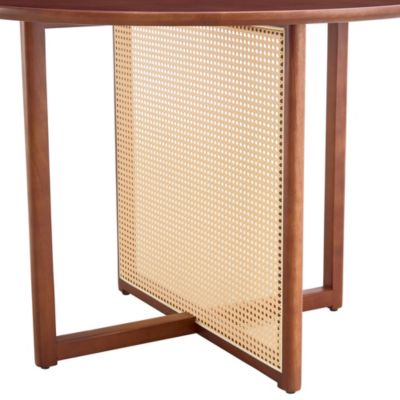 Retro Chinese Solid Wood Round Imitation Rattan Table Desk