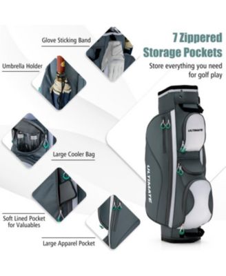 14 Dividers Golf Cart Bag with 7 Zippered Pocket