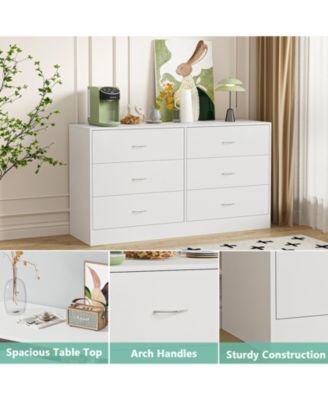 6 Drawer White Dresser for Bedroom Versatile Chests of Drawers