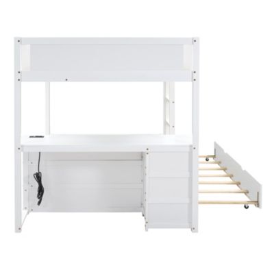 Streamdale Full/Full Bunk Bed with Trundle, Desk, and Storage