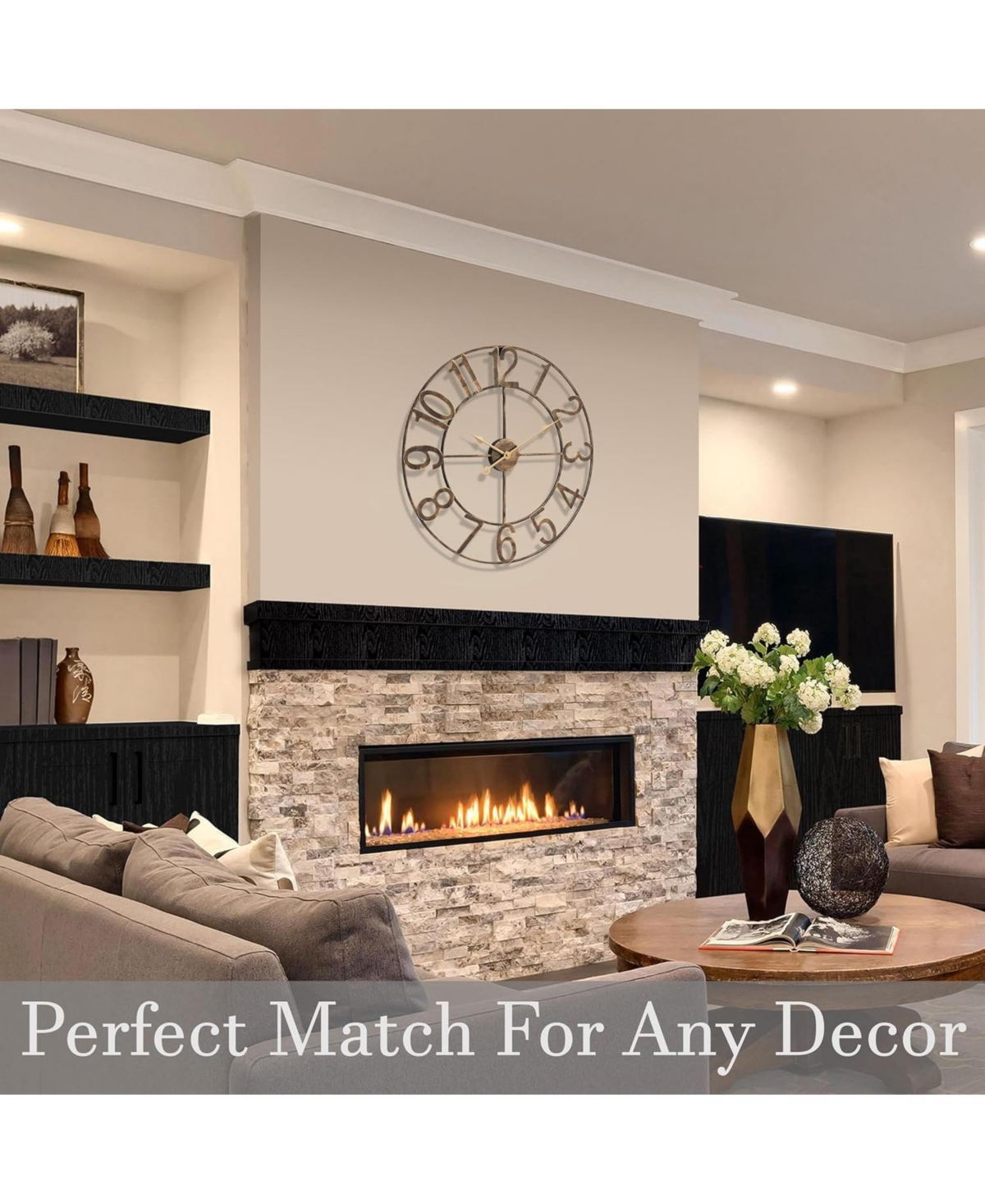 Sorbus Large Wall Clock for Living Room Decor - Numeral Wall Clock for Kitchen - inch Wall Clock Decorative (Gold)
