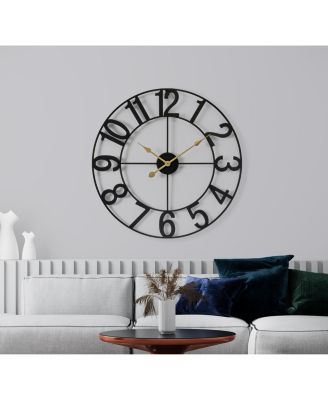 Large Wall Clock for Living Room Decor - Numeral Wall Clock for Kitchen - 24 inch Wall Clock Decorative (Gold)