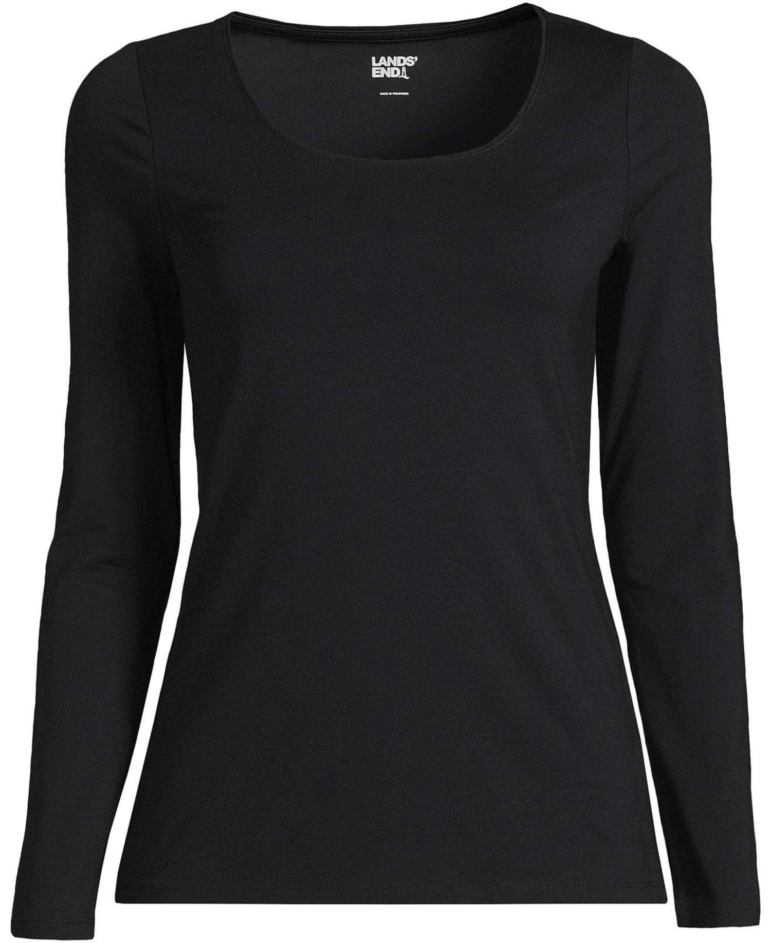 Plus Size Lightweight Jersey Skimming Long Sleeve Scoop Neck T-shirt