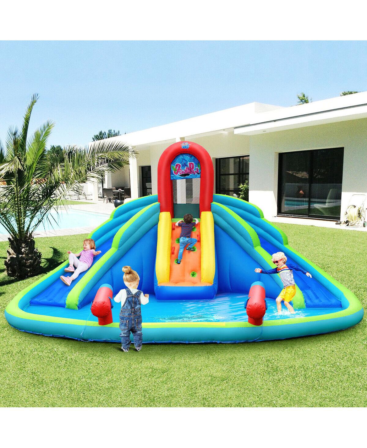 Slickblue Kids Inflatable Water Slide Bounce House with Carrying Bag Without Blower