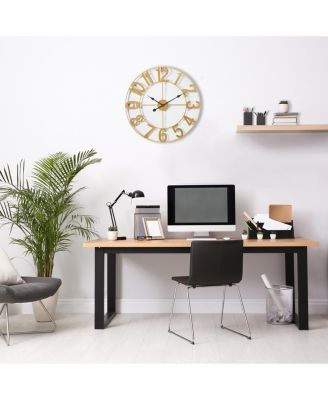 Large Wall Clock for Living Room Decor - Numeral Wall Clock for Kitchen - 16-inch Wall Clock Decorative (Gold)