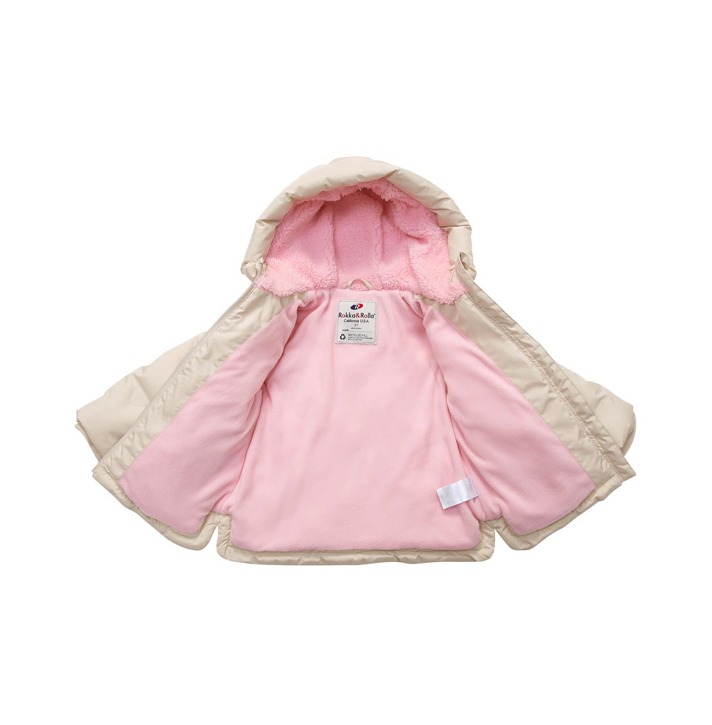 Куртка Rokka&Rolla Fleece Lined Heart Puffer Jacket 2T-5T для девочек-малышей, цвет: Слоновая кость — фото 4