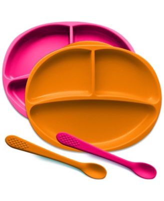 Sperric Baby Girls Silicone Suction Plate Plate 100 Food Grade Silicone Stay Put Plates - Bpa Free Microwave Dishwasher Safe - Pink orange 16$