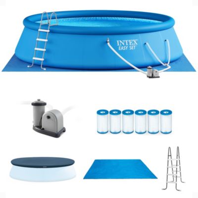 18' x 48" Inflatable Above Ground Pool Set with Filter Cartridges (6 Pack)