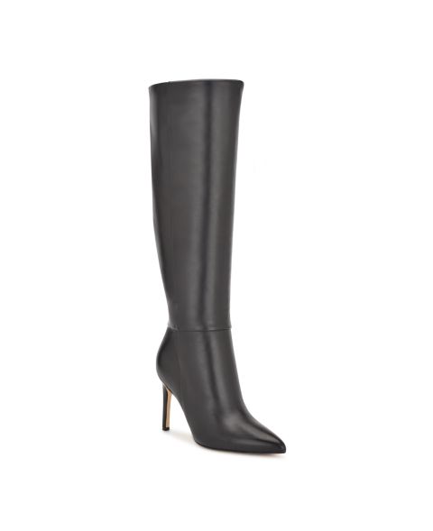 Женские ботинки Nine West Richy Tall Stiletto Boots, Regular & Wide Calf, цвет: Чёрный кожаный