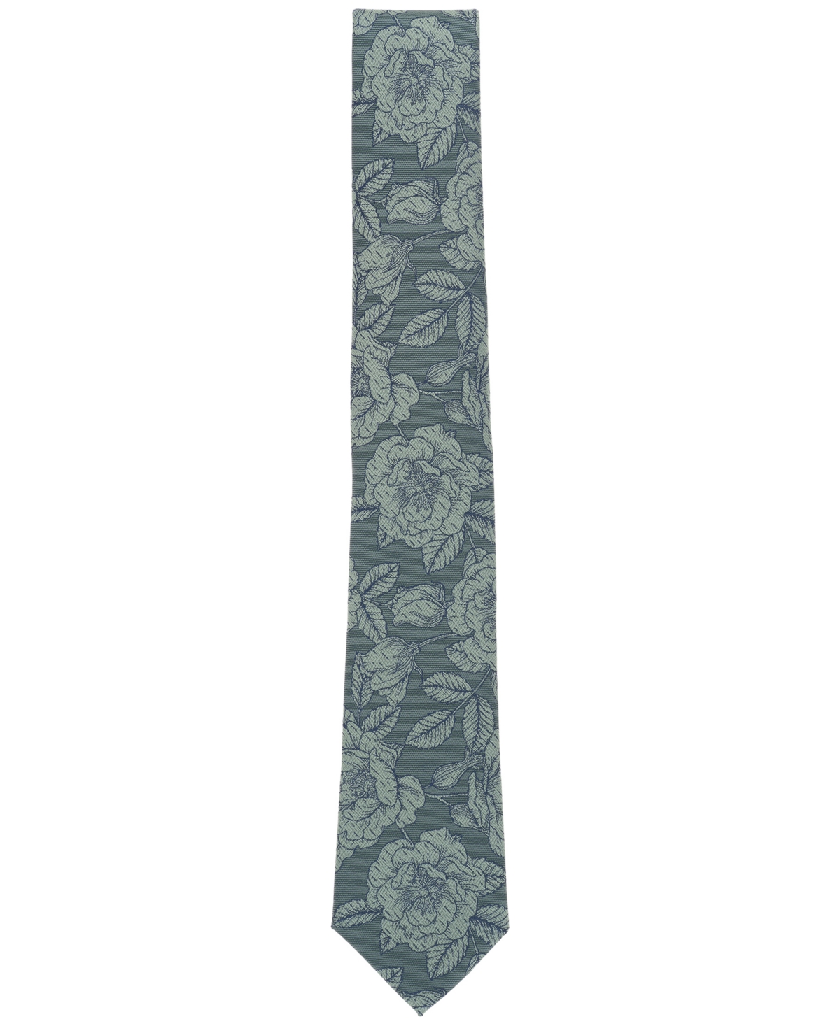 Bar Iii Men's Clifton Skinny Floral Tie, Created For Macy's In Emerald