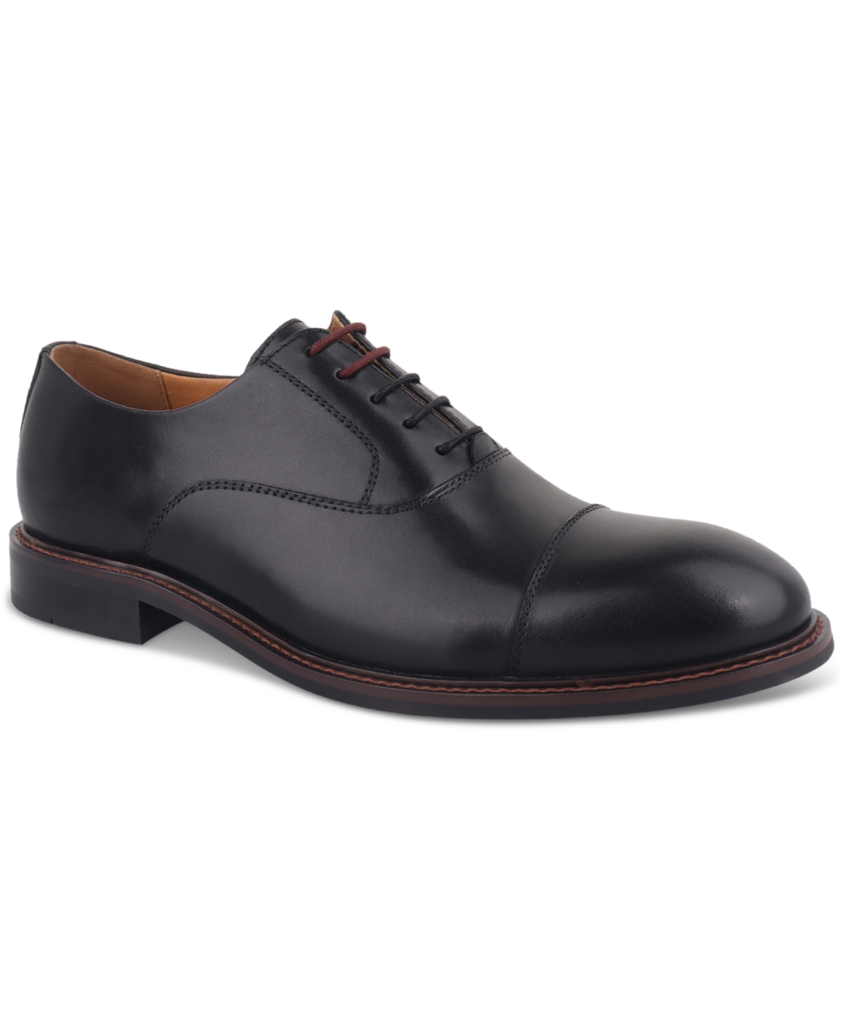 Bar Iii Men's Ashtonn Cap-Toe Leather Oxford Dress Shoes, Created for Macy's - Black Leather