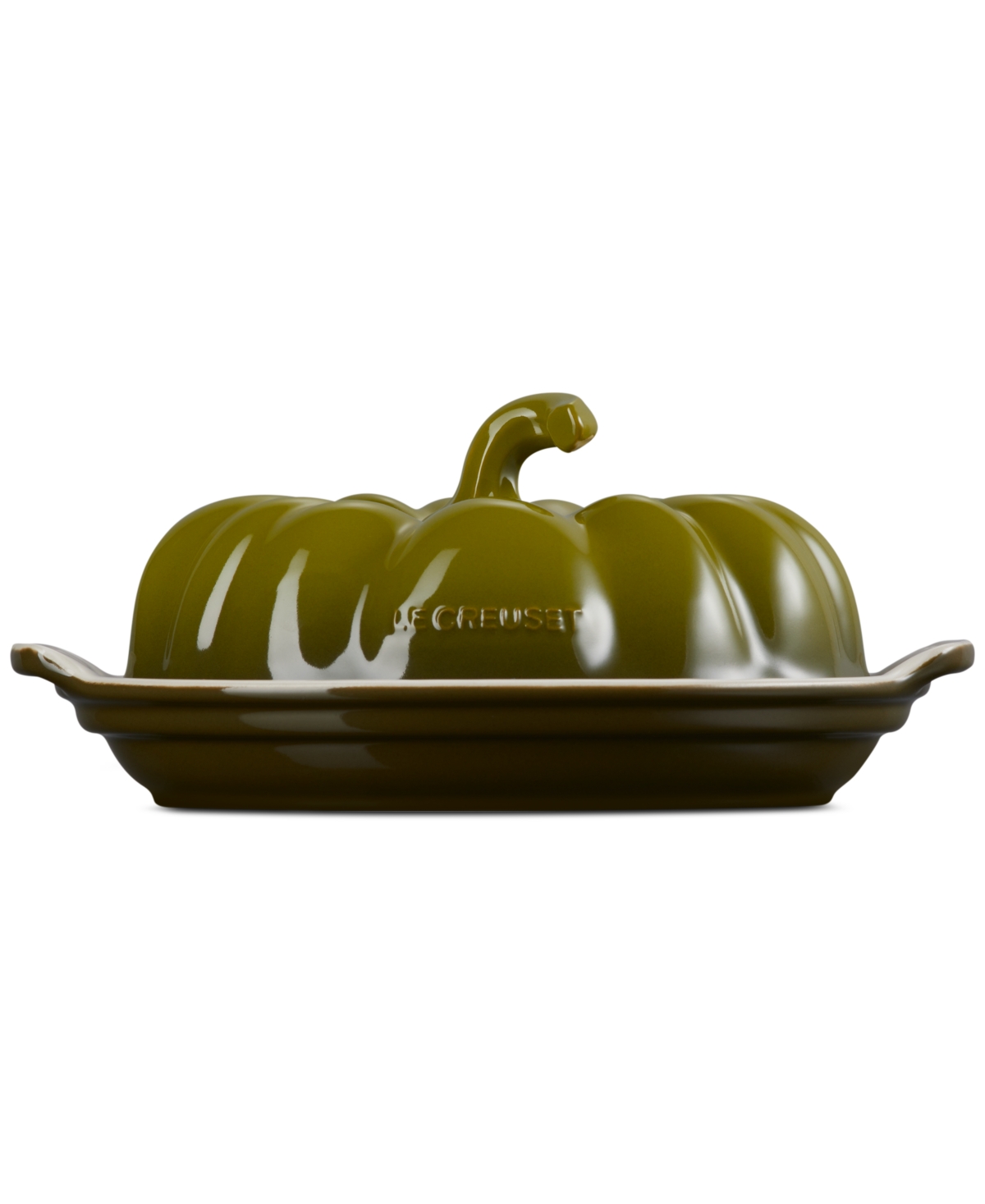 Le Creuset Glazed Stoneware Figural Pumpkin Butter Dish In Green