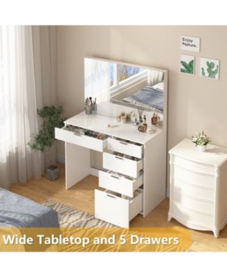 Modern Vanity Table Vanity Desk with 5 Drawers