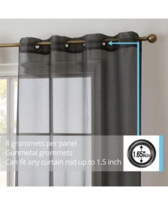 2 Piece Semi Sheer Voile Window Curtain Drapes Grommet Panels for Bedroom, Living Room & Kids Room