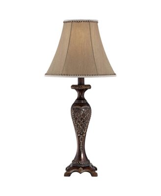 Hanna Traditional Accent Table Lamp 23 1/2" High Dark Bronze Candlestick Floral Bell Shade for Bedroom Living Room Bedside Office Family