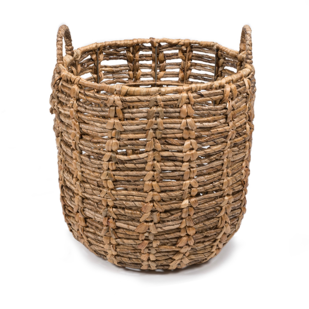 Laurel 19.49&#x22; Bohemian Hand-Woven Abaca Hamper Basket with Handles - Natural