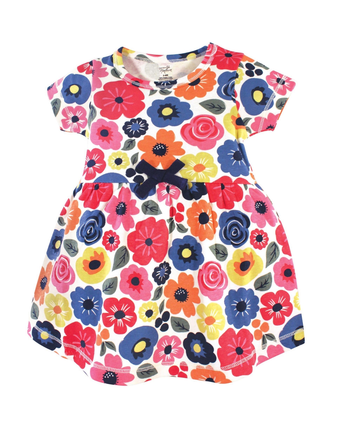 Touched by Nature Toddler Girls Organic Cotton Dress and Cardigan 2pc Set, Bright Flower