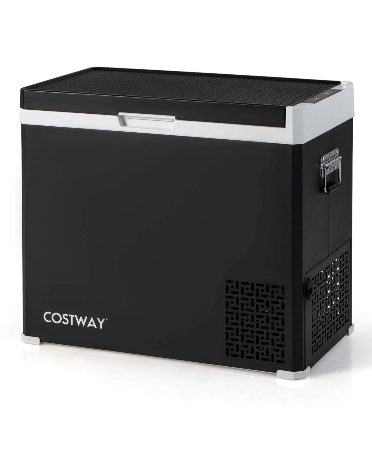Costway 12 Volt Car Refrigerator 53QT Portable Car Fridge with -4 68 for RVs Adjustable Range- Black