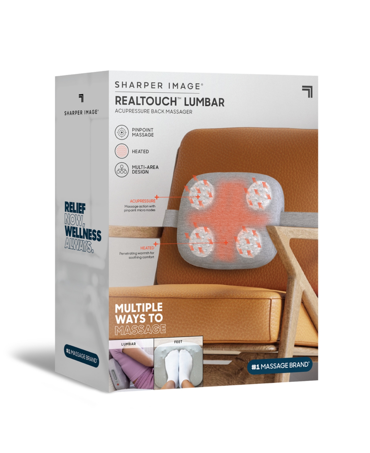 Sharper Image Real Touch Lumbar Acupressure Back Massager In Grey