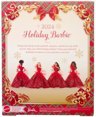Signature 2024 Holiday Barbie Fashion Doll, Seasonal Collector Gift, Brown Hair with Plaid Gown