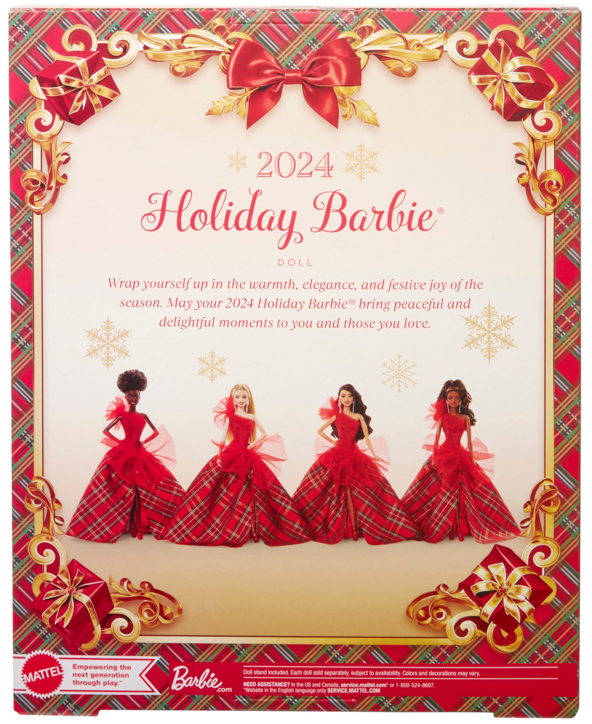 Barbie Signature 2024 Holiday Barbie Fashion Doll, Seasonal Collector Gift, Brown Hair with Plaid Gown