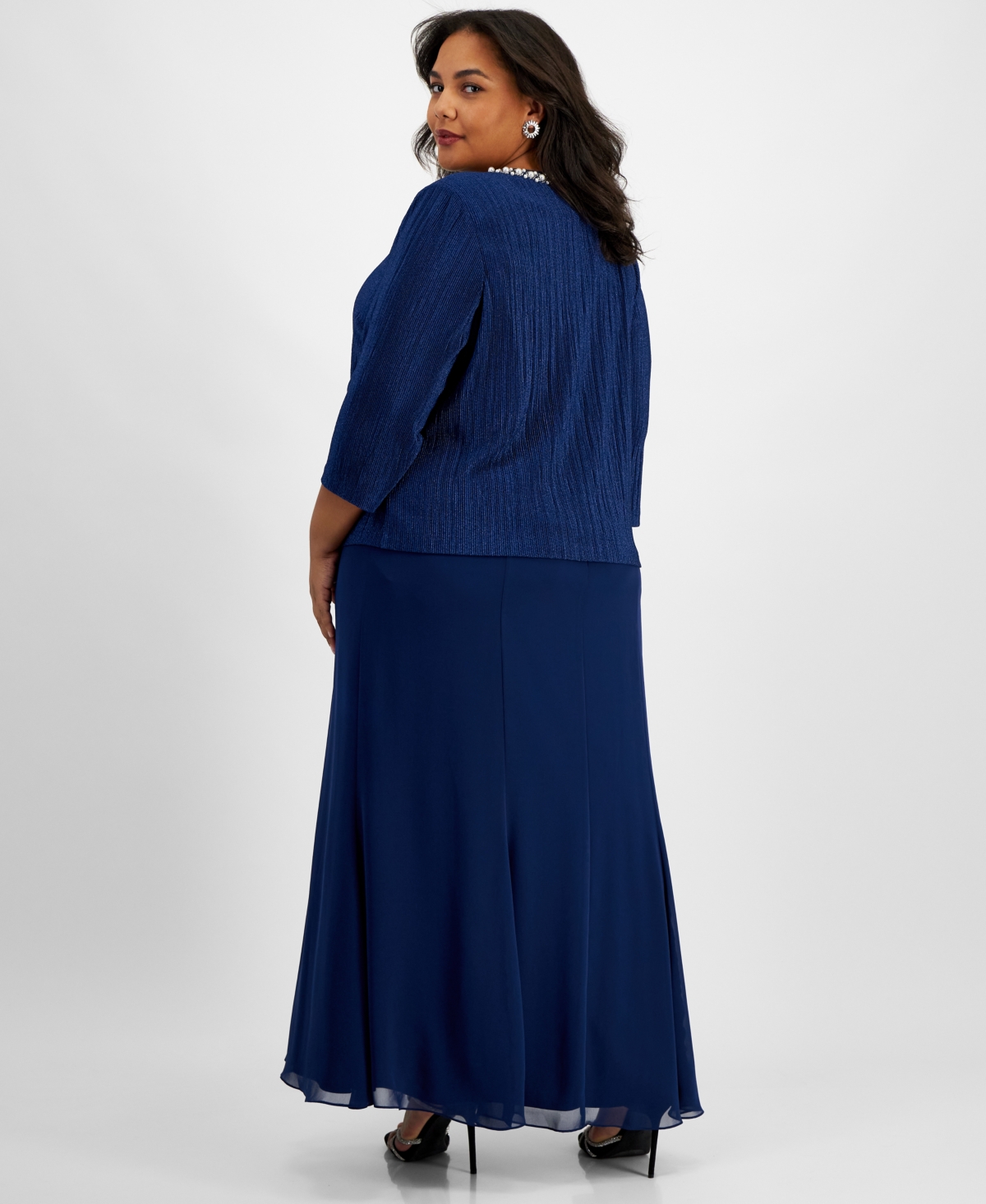Alex Evenings Plus Size Embellished-Neck Jacket Dress