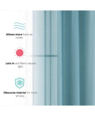 2 Piece Semi Sheer Voile Window Curtain Drapes Grommet Panels for Bedroom, Living Room & Kids Room