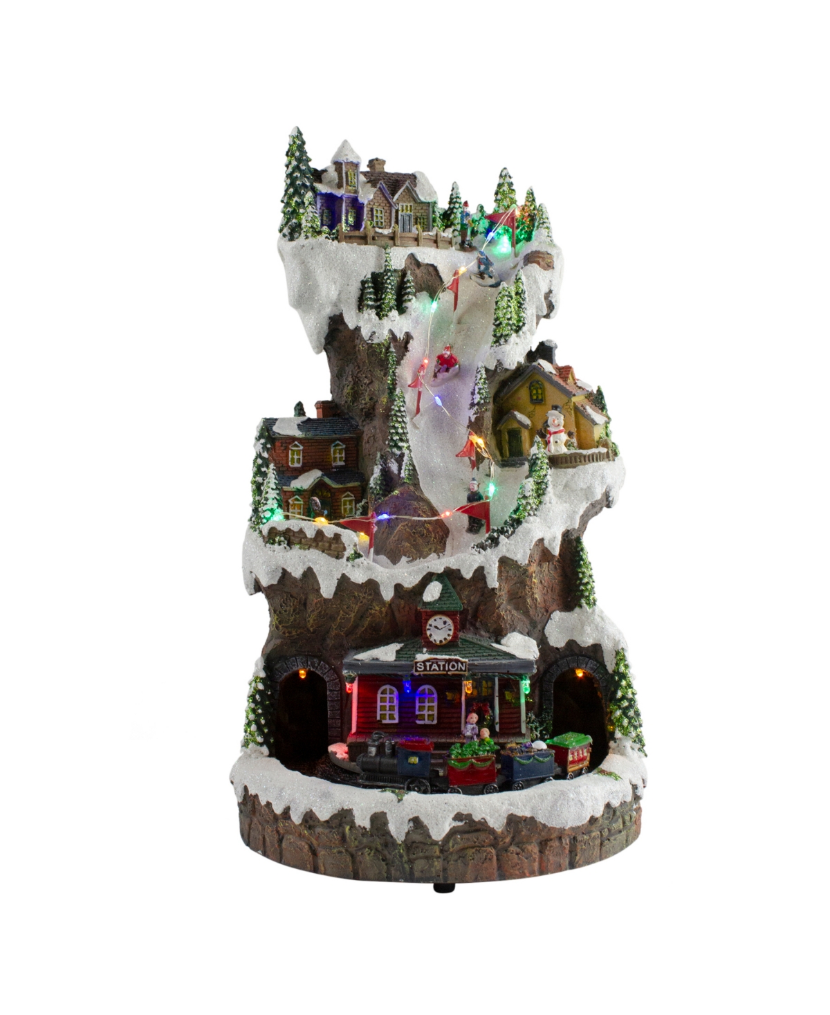 15" Led and Animated Christmas Scene with Music - Brown