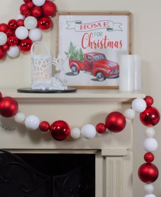 6' Ball 3-Finish Red and White Christmas Garland