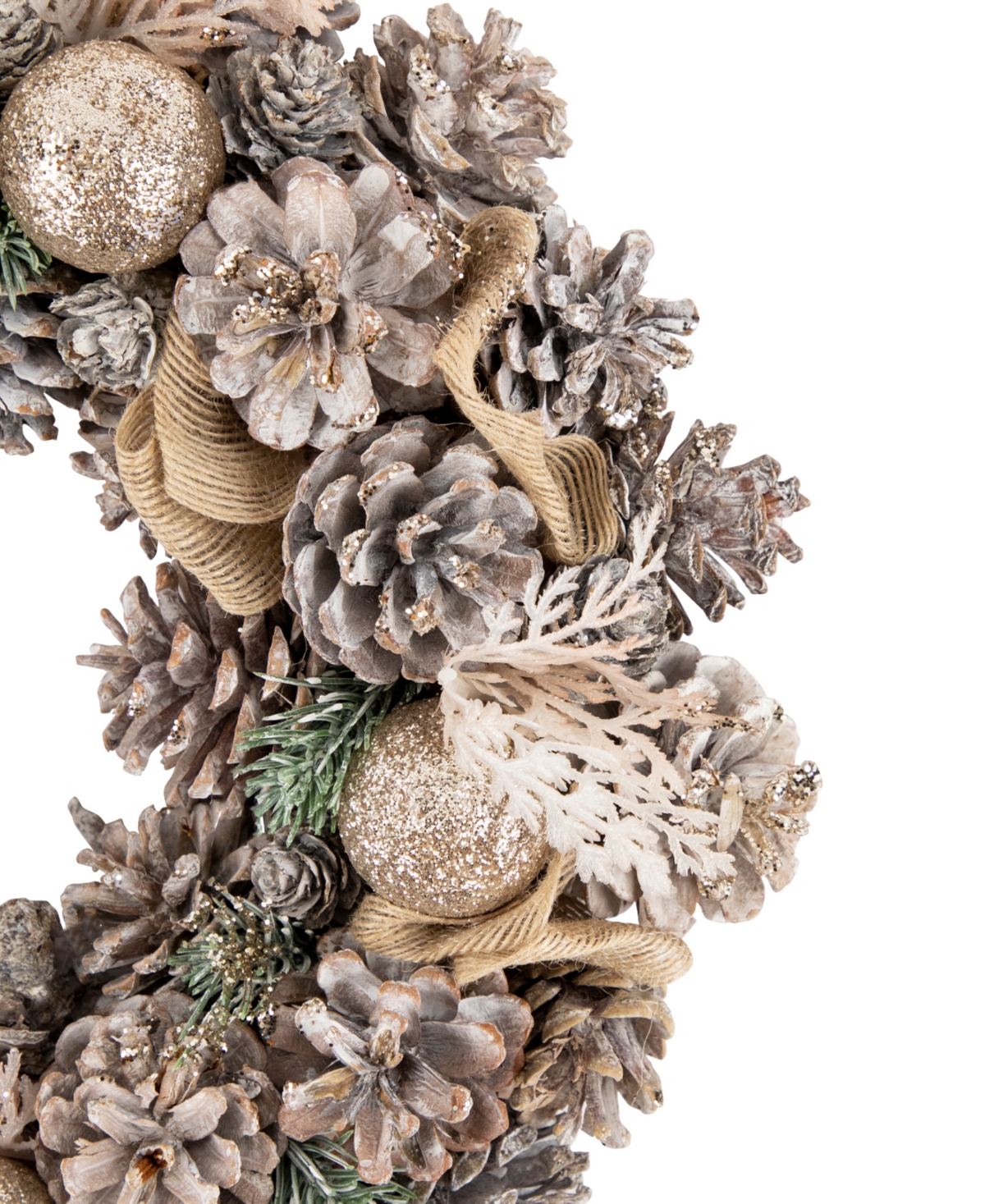Northlight Glittered Pine And Burlap Bows Artificial Wreath In Brown