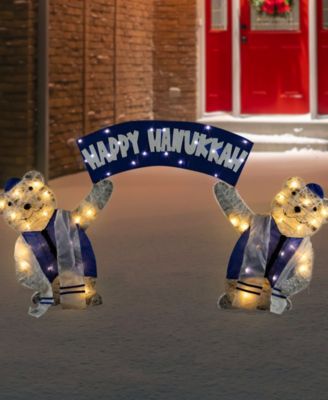 LED Polar Bear "Happy Hanukkah" Sign - 30-Inch
