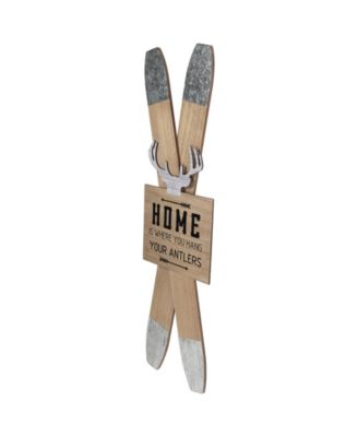 Wooden "Home is Where You Hang Your Antlers" Ski's