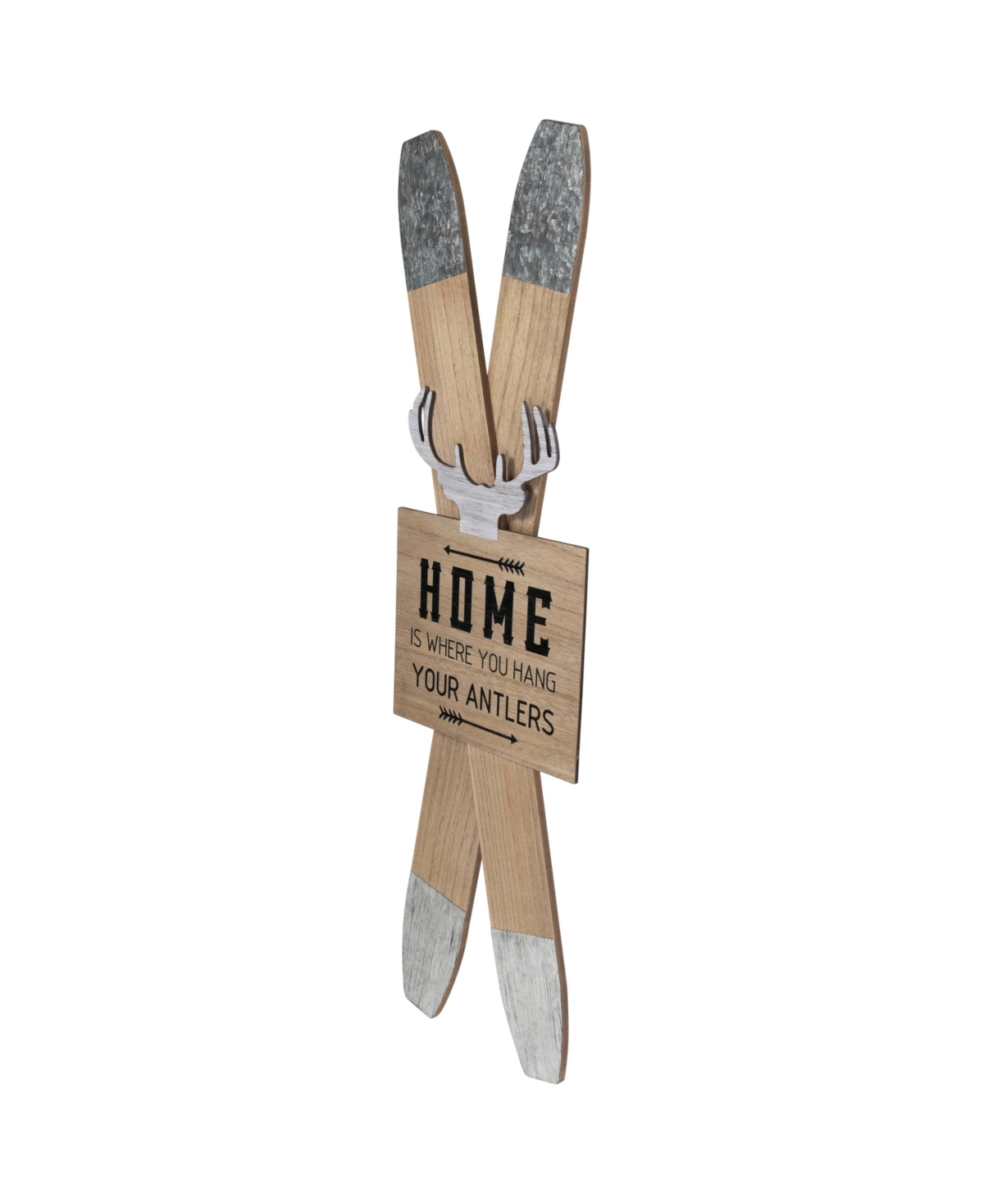 Northlight Wooden "home Is Where You Hang Your Antlers" Ski's In Brown