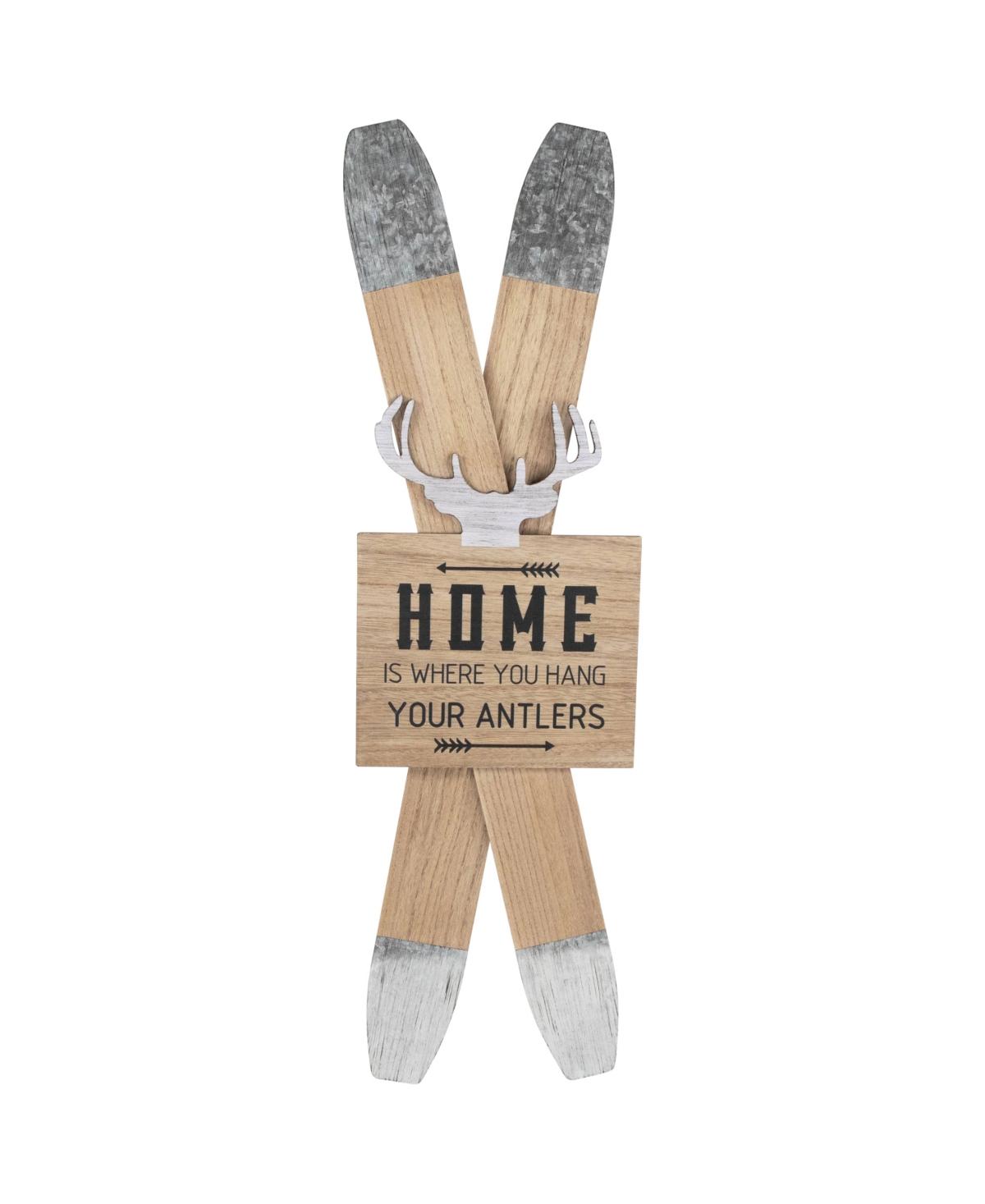 Northlight Wooden "home Is Where You Hang Your Antlers" Ski's In Brown