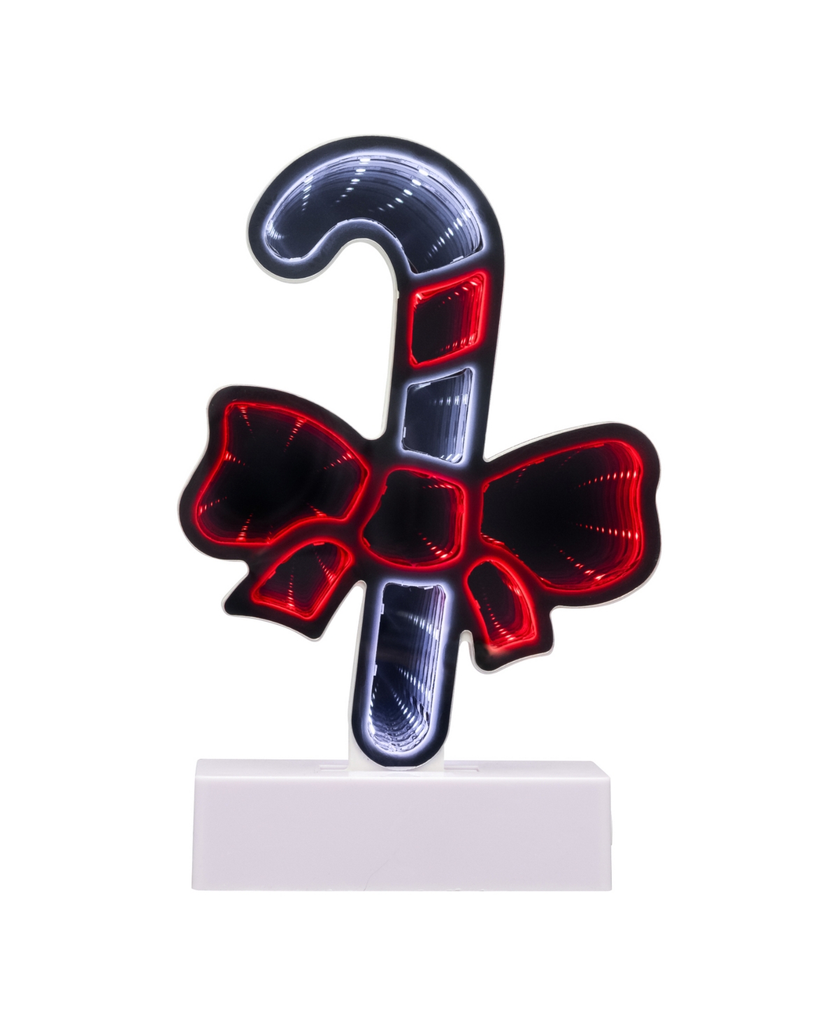 Led 3D Candy Cane with Bow Christmas Tunnel Light - 8-Inch - White