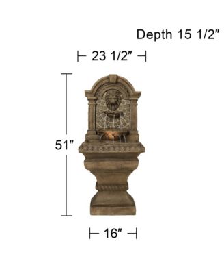 Royal Lions Head 51" High Large Italian Outdoor Decor Faux Stone Floor Fountain with Light Outside Garden Patio