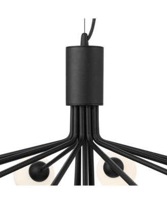 Davina Black Sputnik Chandelier 34 1/2" Wide Mid Century Modern LED White Shades 18-Light for Dining Room