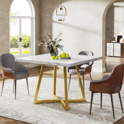 Square Dining Table for 4, 31.5" Industrial Dinner Table with Metal Base, Wood Kitchen Table for Dining Room, Small Space, Apartment