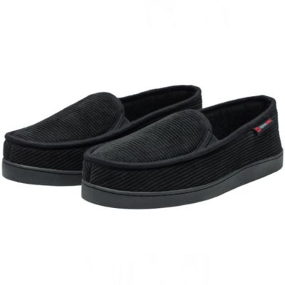 Men's Wide Slippers Steve Moccasin House Shoes Memory Foam Insole Corduroy Slip-On Terry Lining Indoor Outdoor Non-Slip Rubber Outsole